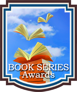 A stack of books flying into the blue sky for the Book Series Awards
