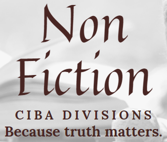 The words "Non-Fiction CIBA Divisions Because truth Matters" over the pages of a book