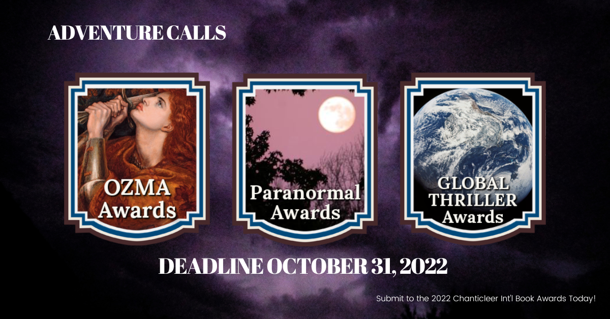 The Badges for Ozma, Paranormal, and Global Thriller Awards in the CIBAs over an ominous purple cloud