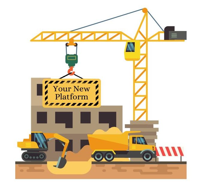 Building, construction, dump truck, crane, claw