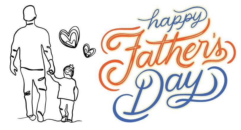 Happy Fathers Day, hearts, orange, blue, black